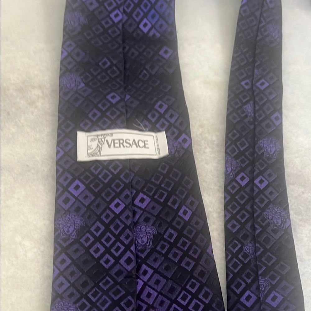 Versace Men's Purple and Black Tie